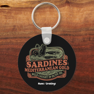 Vintage Mediterranean Sardine Tin Retro Seacuterie Keychain
