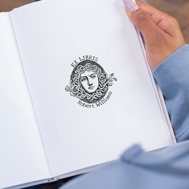 Vintage Medusa Custom Ex Libris, Book Rubber Stamp (Creator Uploaded)
