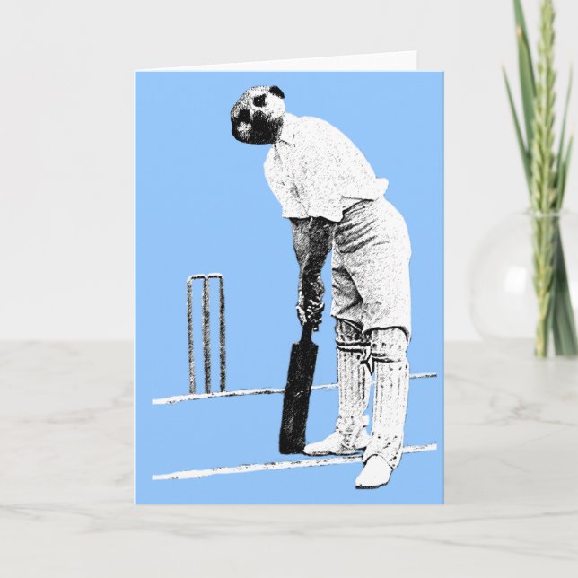 vintage meerkat cricketer holiday card (Front)