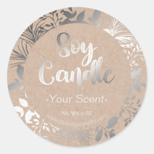 Vintage Meets Rustic   Kraft Silver Soy Wax Melt Classic Round Sticker