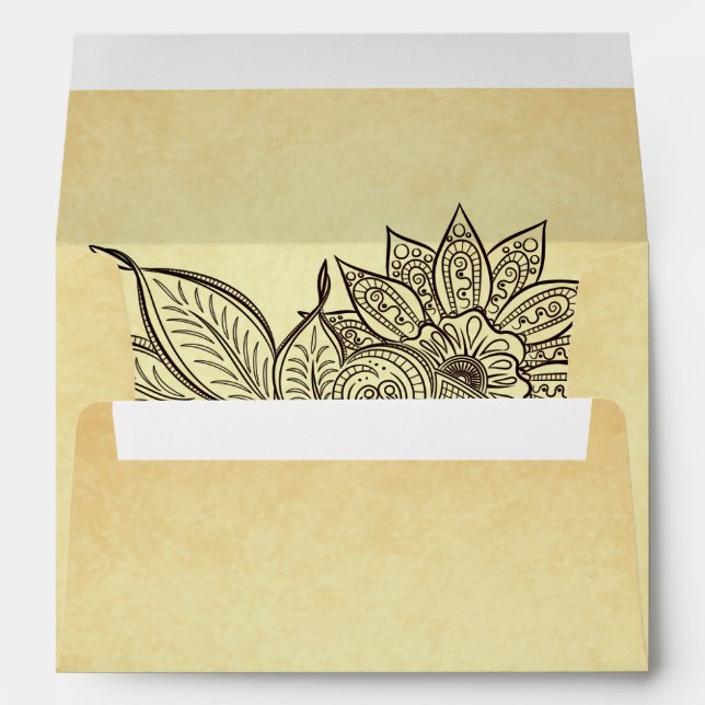 Vintage Mehendi Henna Indian Wedding Envelope (Back (Bottom))