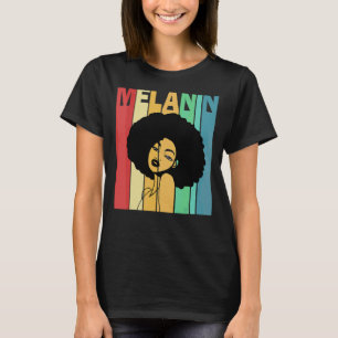 Vintage Melanin African American Afro Women Black T-Shirt