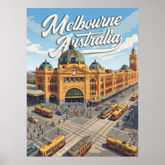Vintage Melbourne Travel Poster