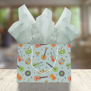 Vintage Melodies   Retro Music Instrument Pattern Large Gift Bag