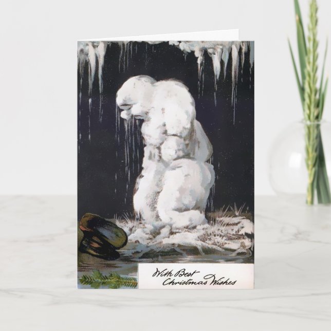 Vintage Melting Snowman Christmas Card (Front)