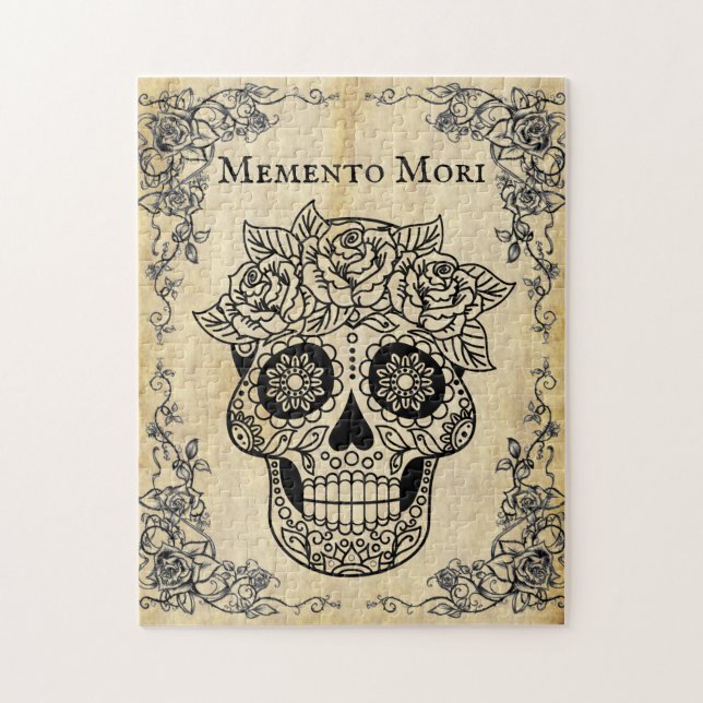 Vintage Memento Mori Skull Jigsaw Puzzle (Vertical)