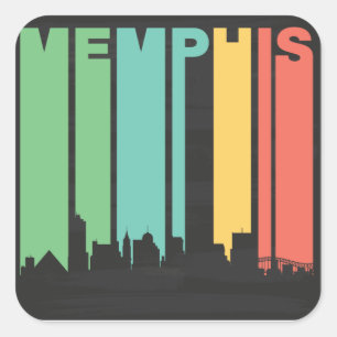 Vintage Memphis Cityscape Square Sticker