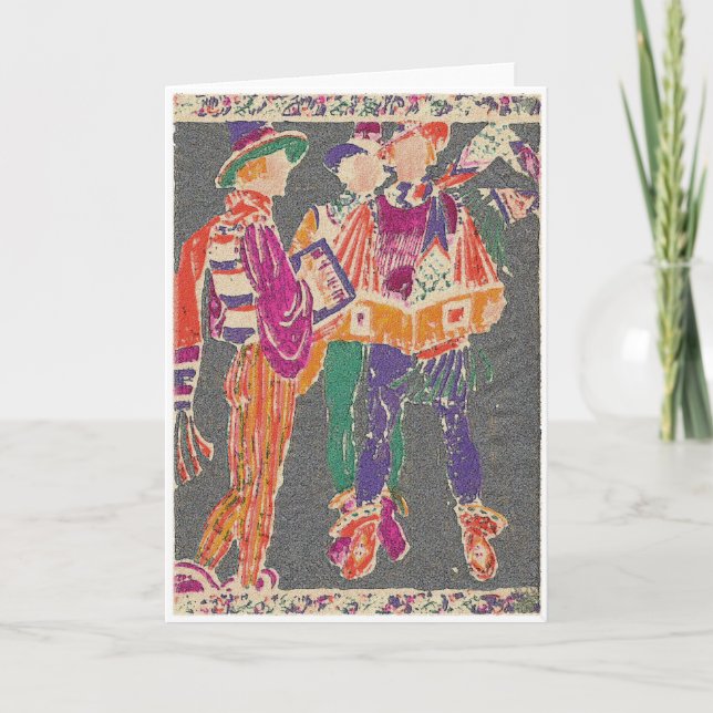 Vintage Men in Tights Xmas Caroling Holiday Card (Front)
