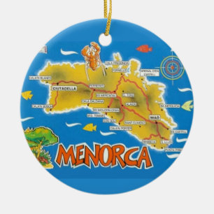 Vintage Menorca Spain Illustrated Ceramic Ornament