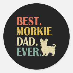 Vintage Mens Best Morkie Dog Dad Ever Fathers Day Classic Round Sticker