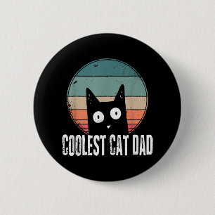 Vintage Mens Cat Daddy The Coolest   Funny Cat Dad 2 Inch Round Button