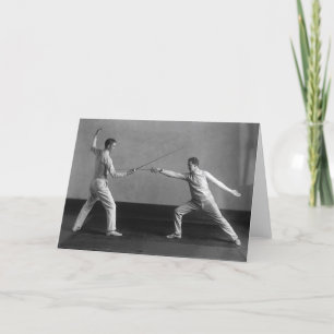 Vintage Men's Foil Fencing Note Card