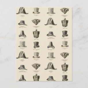 Vintage Men's Hats Postcard