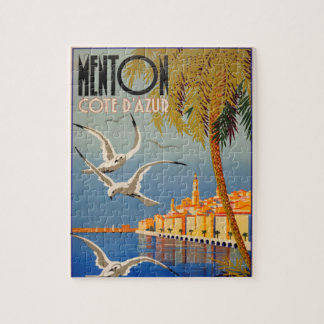 Vintage Menton CoTe D'azur Illustration Art Jigsaw Puzzle