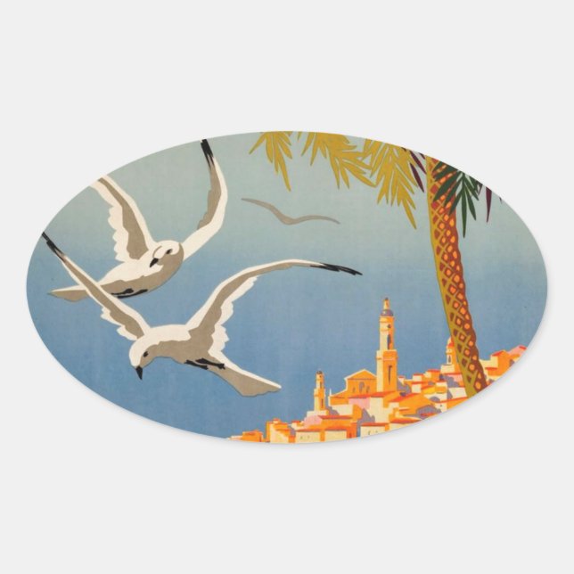 Vintage Menton CoTe D'azur Oval Sticker (Front)