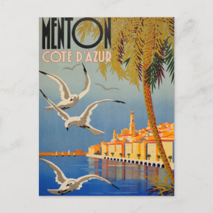 Vintage Menton CoTe D'azur Postcard