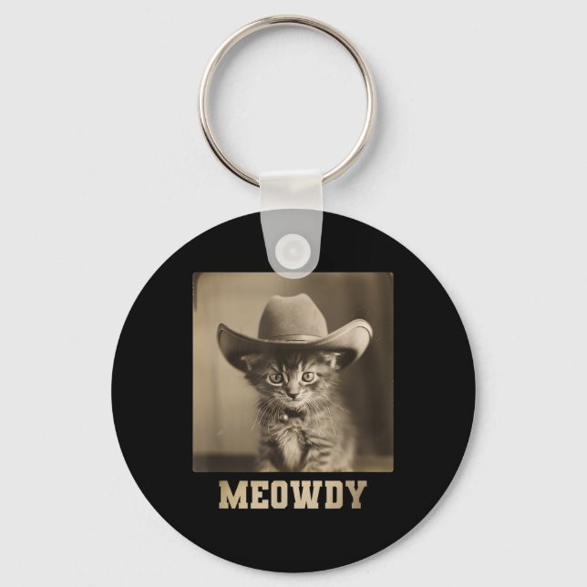 Vintage Meowdy Cat  Keychain (Front)