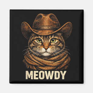Vintage Meowdy Funny Cat Cowboy Country Western Magnet