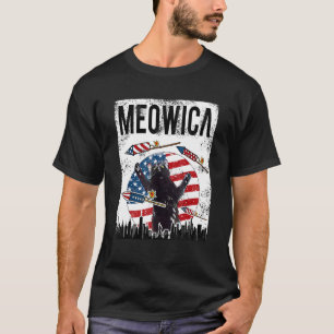 Vintage Meowica Cat Patriotic Fun 4th Of July Amer T-Shirt