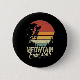 Vintage Meowtain Explorer Rock Climber Retro Cat C 2 Inch Round Button