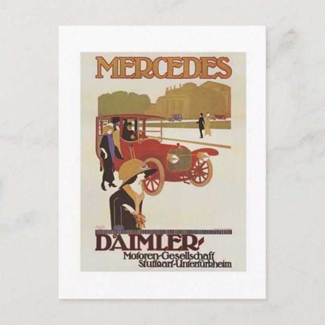 Vintage Mercedes Daimler Ad 2 Postcard (Front)