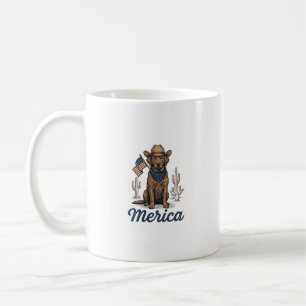 Vintage Merica Cowboy Dog American Flag Shirt_1 Coffee Mug