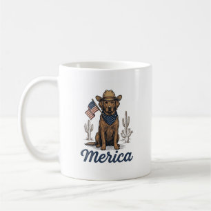 Vintage Merica Cowboy Dog American Flag Shirt_1 Coffee Mug