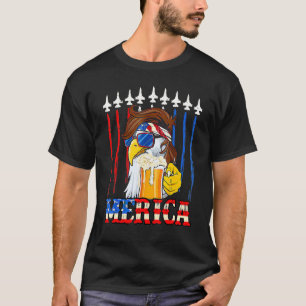 Vintage Merica Eagle With Beer 4th Of July America T-Shirt