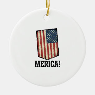 Vintage Merica Flag Patriotic Graphic Shirt_1 Ceramic Ornament