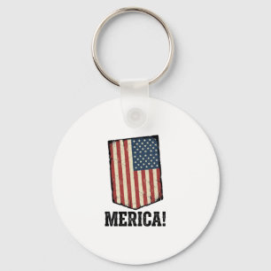 Vintage Merica Flag Patriotic Graphic Shirt_1 Keychain