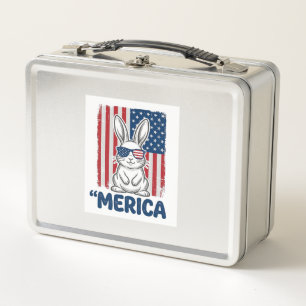Vintage Merica Patriotic Bunny Shirt Design_1 Metal Lunch Box