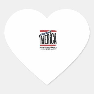 Vintage Merica Patriotic Distressed Shirt Design_1 Heart Sticker