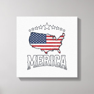 Vintage Merica Patriotic Flag Map Shirt Design_1 Canvas Print