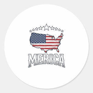 Vintage Merica Patriotic Flag Map Shirt Design_1 Classic Round Sticker