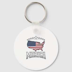Vintage Merica Patriotic Flag Map Shirt Design_1 Keychain