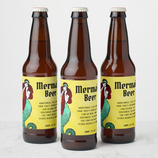Vintage Mermaid Beer Bottle Label (Bottles)