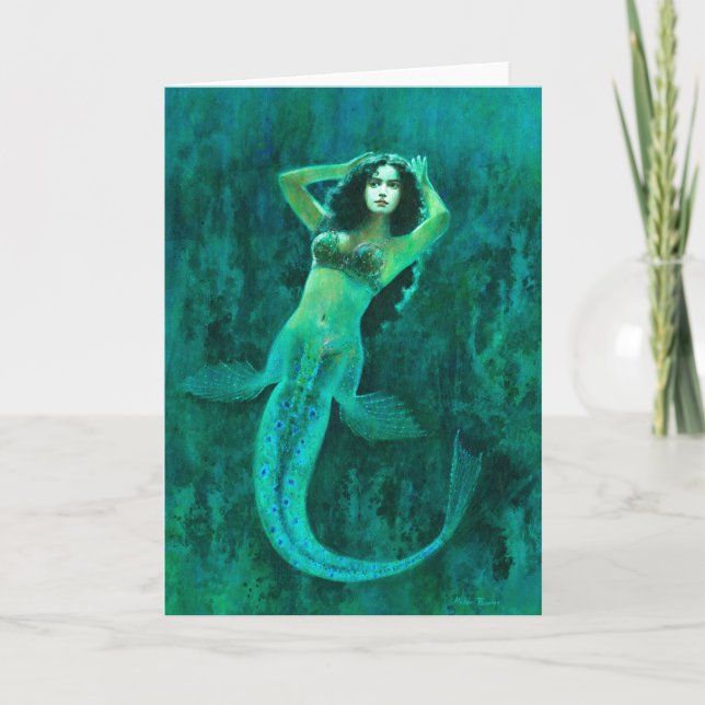 Vintage Mermaid Greetings Card (Front)