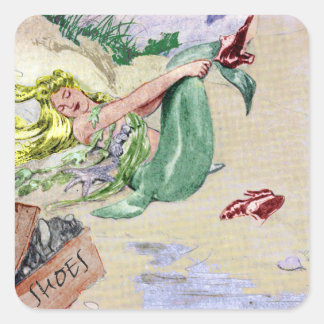 Vintage Mermaid in Colour Square Sticker
