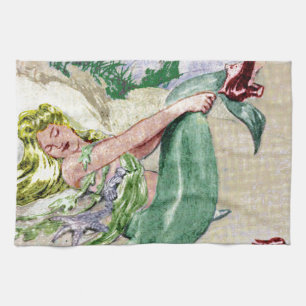 Vintage Mermaid Kitchen Towel