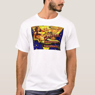 Vintage Mermaid Ocean Fishing Fruit Crate Label T-Shirt