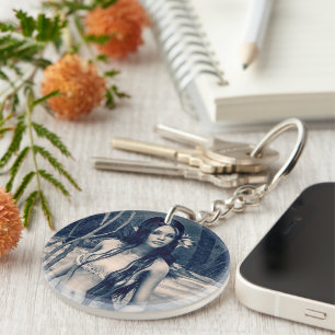 Vintage Mermaid Old Photo Fantasy Art Keychain