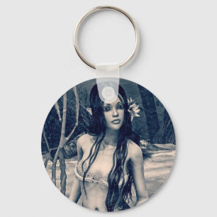 Vintage Mermaid Old Photo Fantasy Art Keychain