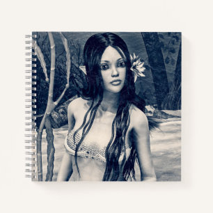 Vintage Mermaid Old Photo Fantasy Art Notebook