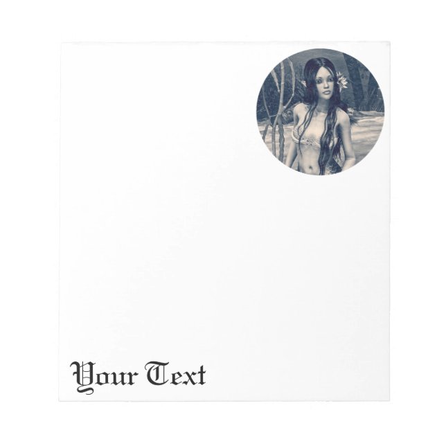Vintage Mermaid Old Photo Fantasy Art Notepad (Front)