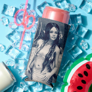 Vintage Mermaid Old Photo Fantasy Art Seltzer Can Cooler