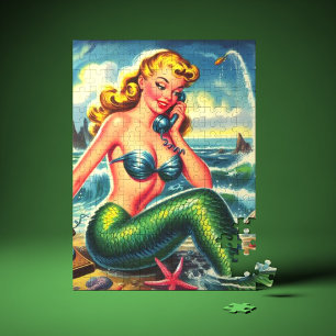 Vintage Mermaid Pin Up Jigsaw Puzzle