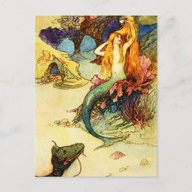 Vintage Mermaid Postcard (Front)
