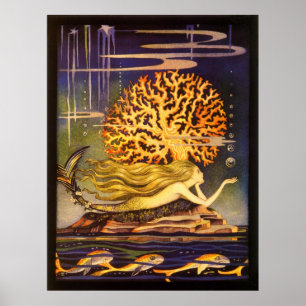 Vintage Mermaid Poster