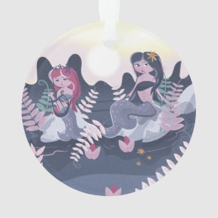 Vintage Mermaid Print Ornament