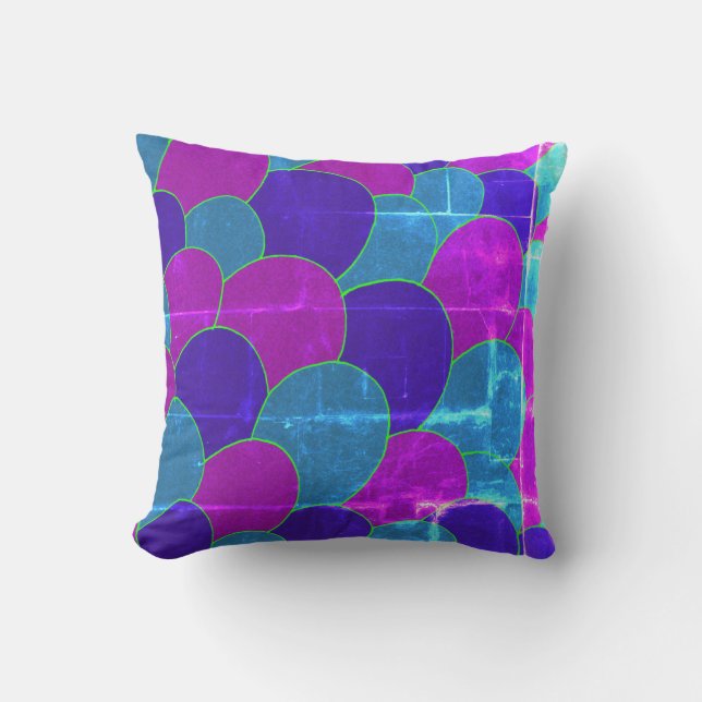 Vintage Mermaid Scales Throw Pillow (Front)